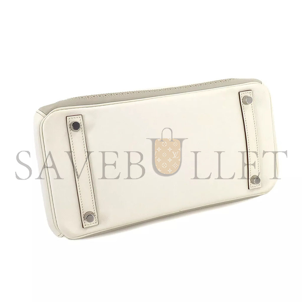 hermÈs birkin 35 swift and togo lace series Di*m*nd grey and apricot grey silver buckle h082650ck03 (35*28*18cm)